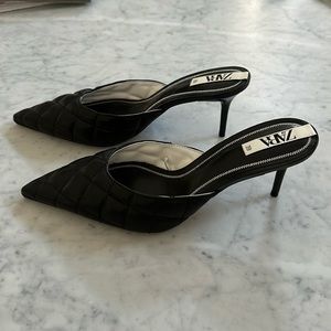 Zara Quilted heeled mules like new